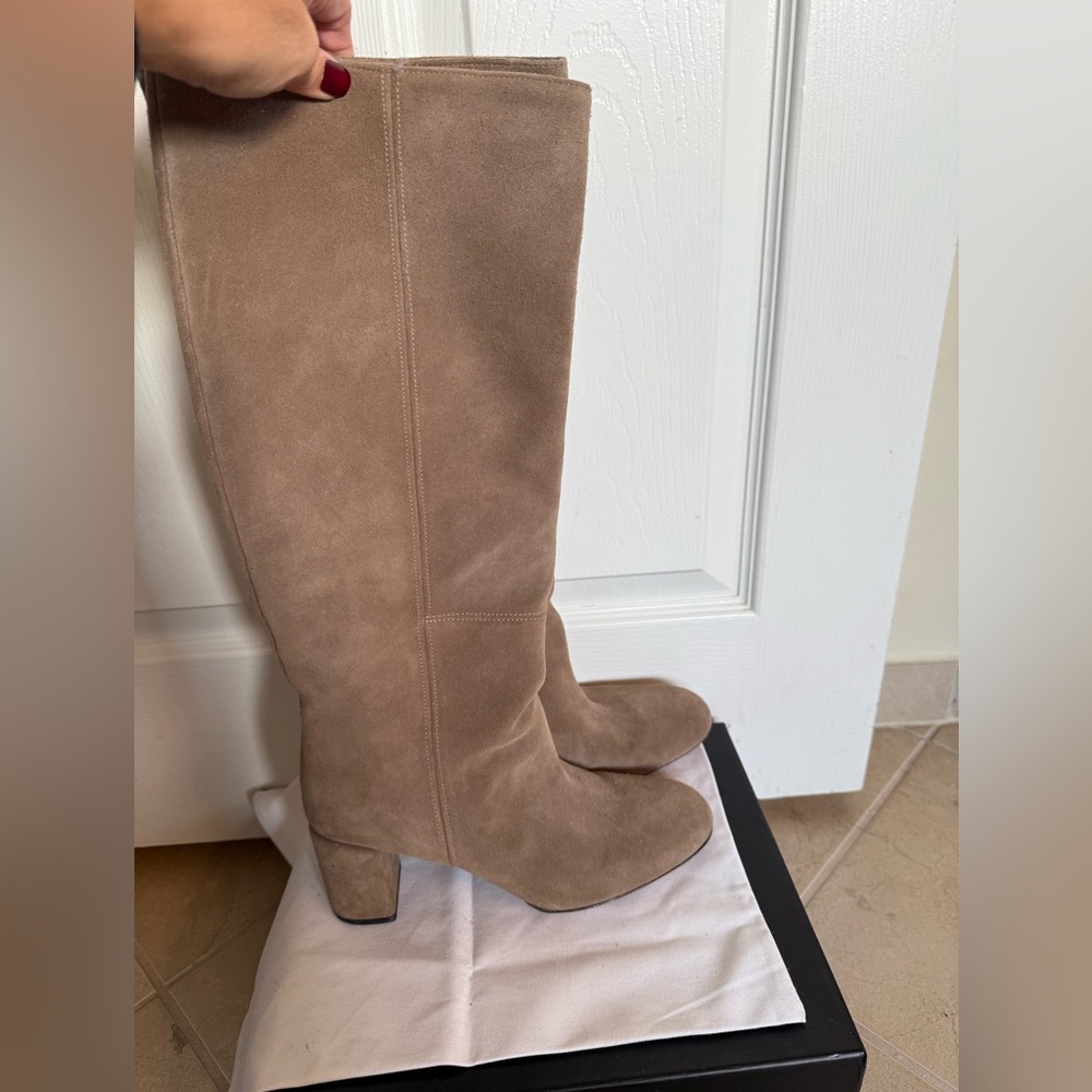 Via Spiga Taupe Suede Heeled Boots